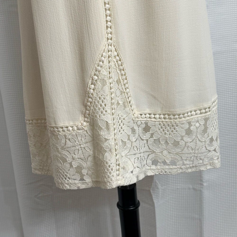 She + Sky Women's Boho Floral Lace Detailing Spaghetti Strap Mini Dress, Cream - Picture 4 of 8